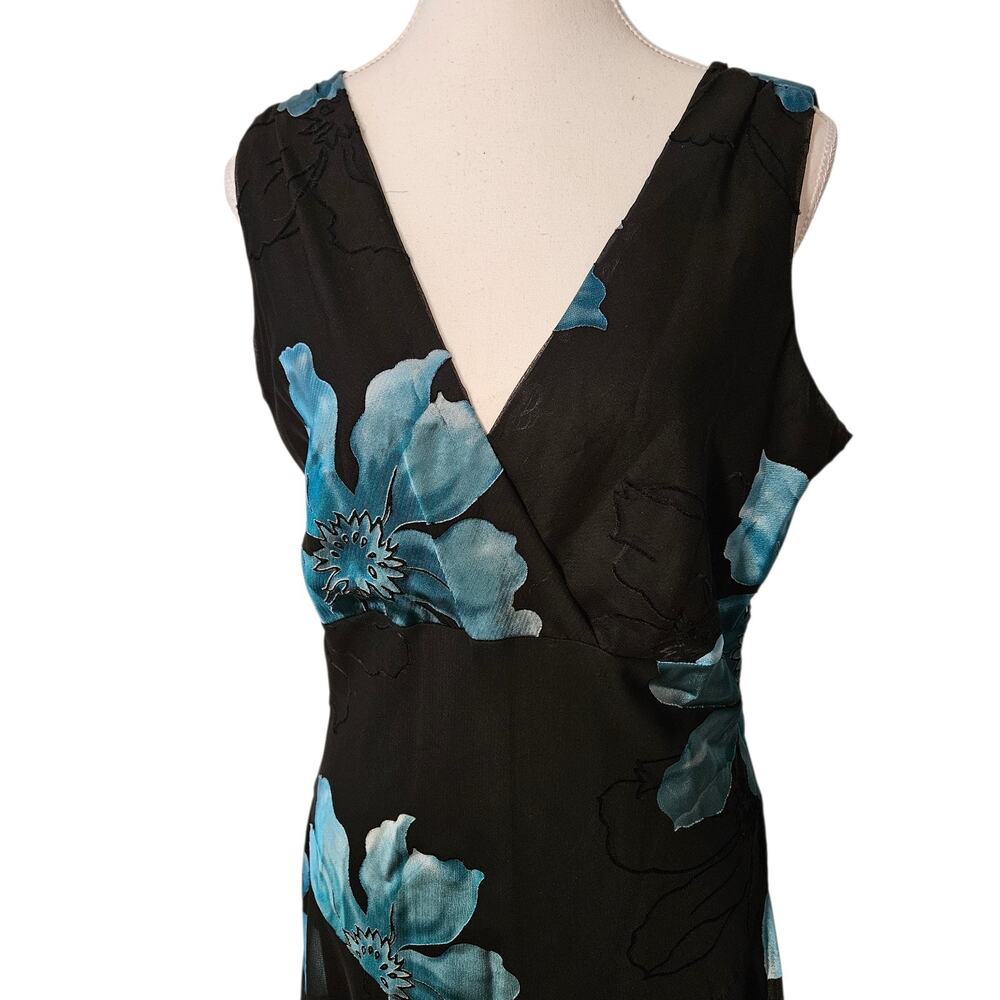 dressbarn Black Maxi Dress with Blue Floral Print - Picture 3 of 11